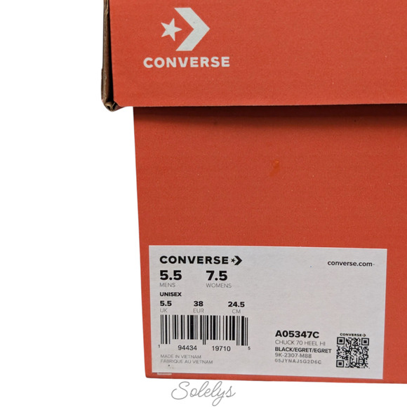 Converse Chuck 70 De Luxe Heel Platform Black Egret Sneaker Boot Womens 7.5 NEW - Picture 8 of 10